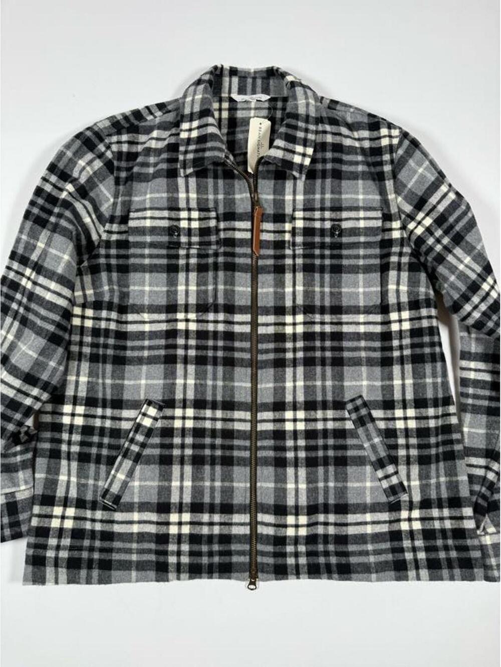 LL Bean Signature XL Regular Gray Plaid Zip Shirt Jacket